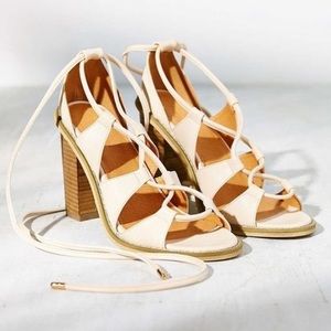 Silence + Noise Cream Lace Up Heels